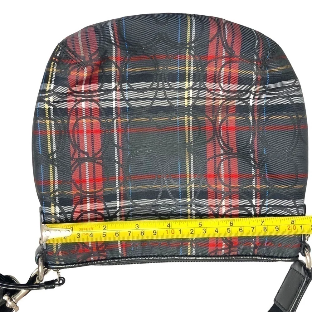 Coach red and black plaid swingpack crossbody bag adjustable strap